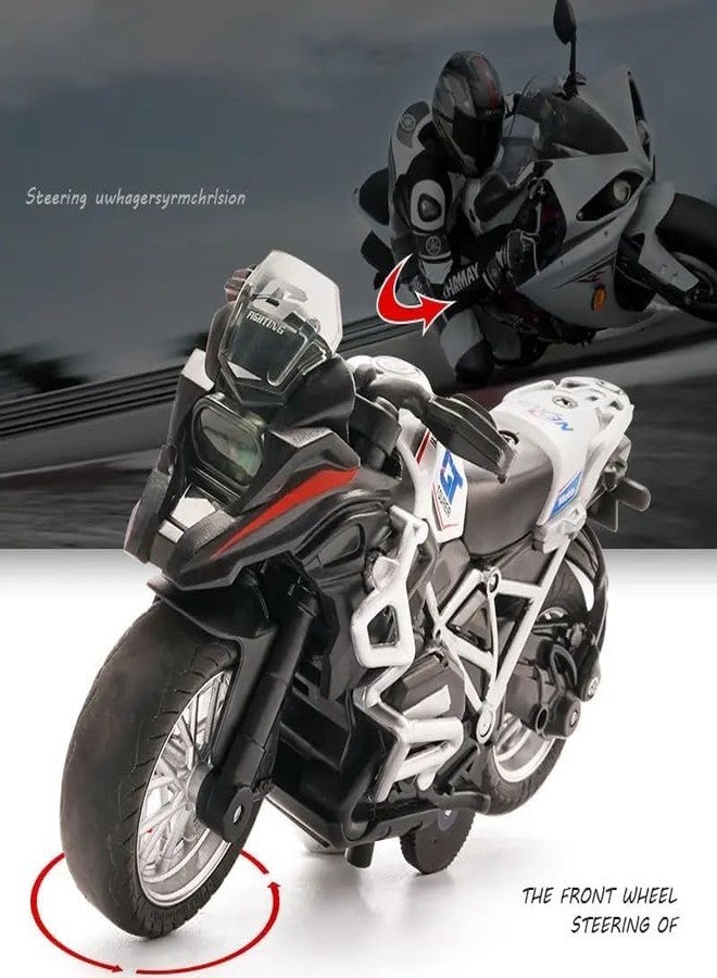 KENIRY Police Motorcycle Toy - Pull Back Motorcycle Toys, Tiny Gift with Music Lighting, Latte Motorcycles Toy for Kids Boys Age 3-8 Year Old [New] (TOURTER Bike -White) - Image 2